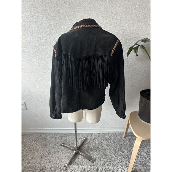 Vintage Scully Suede Leather Fringe Cowgirl Black Jacket - Picture 6 of 6